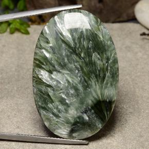 Serafinite naturale verde da 38,12 ct, taglio ovale, opaco