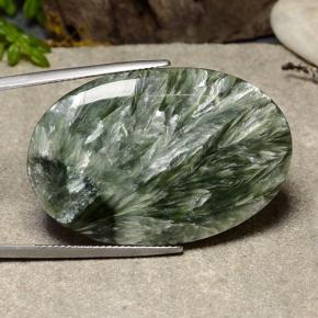 Serafinite naturale verde da 38,12 ct, taglio ovale, opaco
