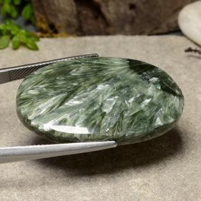 Serafinite naturale verde da 38,12 ct, taglio ovale, opaco