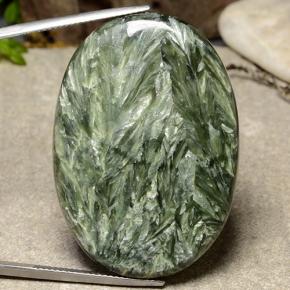 Serafinite naturale verde da 51,64 ct, taglio ovale, opaco