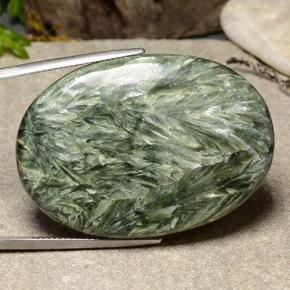 Serafinite naturale verde da 51,64 ct, taglio ovale, opaco