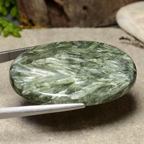 Serafinite naturale verde da 51,64 ct, taglio ovale, opaco
