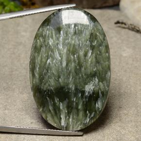 Serafinite naturale verde da 39,98 ct, taglio ovale, opaco