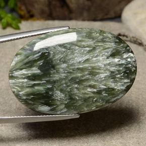 Serafinite naturale verde da 39,98 ct, taglio ovale, opaco