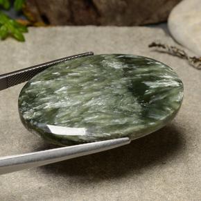 Serafinite naturale verde da 39,98 ct, taglio ovale, opaco