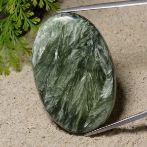 Serafinite naturale verde da 42,15 ct, taglio ovale, opaco