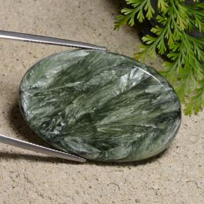 Serafinite naturale verde da 42,15 ct, taglio ovale, opaco