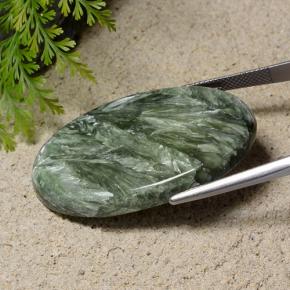 Serafinite naturale verde da 42,15 ct, taglio ovale, opaco