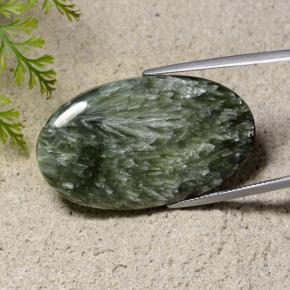 Serafinito Verde naturale da 40.84 ct, Taglio ovale, Opaco