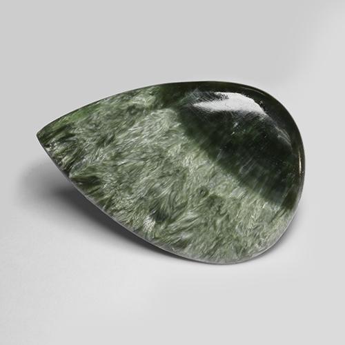 Serafinito Army Green naturale da 77.14 ct, Forma a pera, Opaco