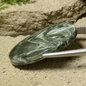 Serafinite naturale verde da 32,78 ct, taglio ovale, opaco