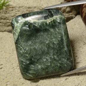 Serafinito Verde scuro naturale da 46.46 ct, Taglio a cuscino, Opaco