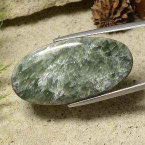 Serafinite naturale verde da 23,88 ct, taglio ovale, opaco