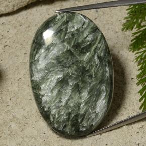 Serafinite naturale verde da 55,28 ct, taglio ovale, opaco