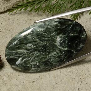 Serafinito Verde naturale da 50.74 ct, Taglio ovale, Opaco
