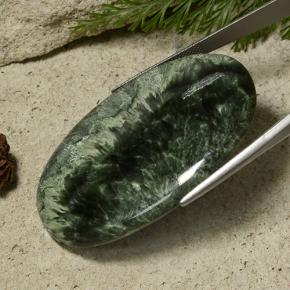 Serafinite naturale verde da 78,68 ct, taglio ovale, opaco