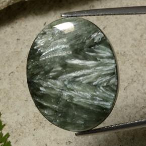 Serafinite naturale verde da 21,55 ct, taglio ovale, opaco