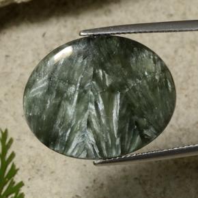 Serafinite naturale verde da 21,55 ct, taglio ovale, opaco
