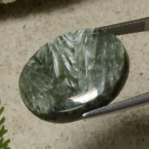 Serafinite naturale verde da 21,55 ct, taglio ovale, opaco