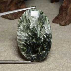 Serafinite naturale verde da 46,22 ct, taglio ovale, opaco