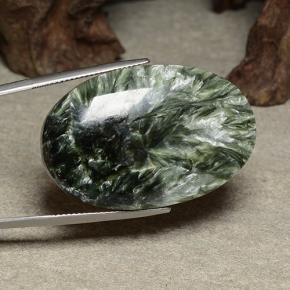 Serafinite naturale verde da 46,22 ct, taglio ovale, opaco