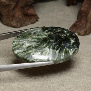 Serafinite naturale verde da 46,22 ct, taglio ovale, opaco