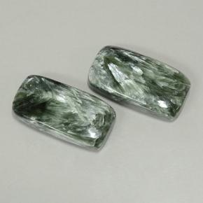 Serafinite naturale verde da 18,16 ct, taglio a cuscino, opaco