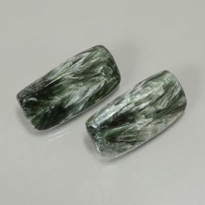 Serafinite naturale verde da 18,16 ct, taglio a cuscino, opaco