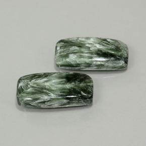 Serafinite naturale verde da 18,16 ct, taglio a cuscino, opaco