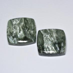 Serafinite naturale verde da 23,85 ct, taglio a cuscino, opaco