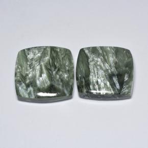 Serafinite naturale verde da 23,85 ct, taglio a cuscino, opaco