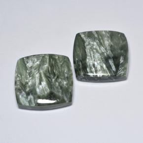 Serafinite naturale verde da 23,85 ct, taglio a cuscino, opaco