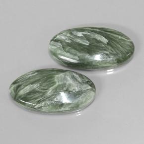Serafinite naturale verde da 15,29 ct, taglio ovale, opaco