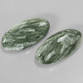 Serafinite naturale verde da 15,29 ct, taglio ovale, opaco