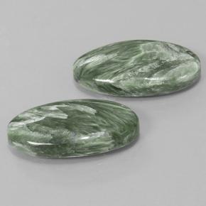 Serafinite naturale verde da 15,29 ct, taglio ovale, opaco