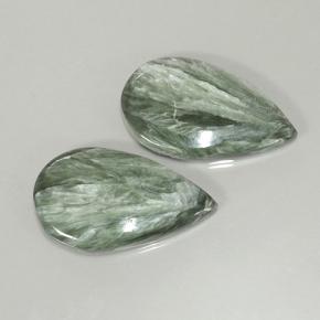 Serafinite naturale verde da 20,02 ct, taglio a pera, opaco