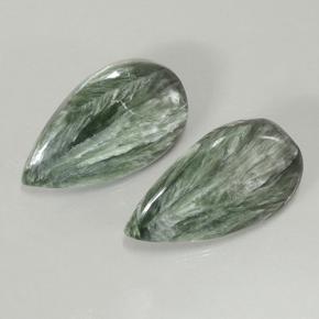 Serafinite naturale verde da 20,02 ct, taglio a pera, opaco