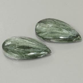 Serafinite naturale verde da 20,02 ct, taglio a pera, opaco