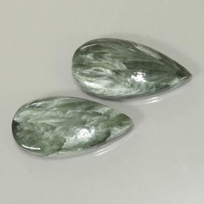 Serafinite naturale verde da 14,68 ct, taglio a pera, opaco