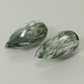 Serafinite naturale verde da 14,68 ct, taglio a pera, opaco