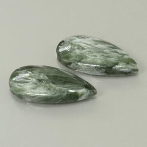 Serafinite naturale verde da 14,68 ct, taglio a pera, opaco