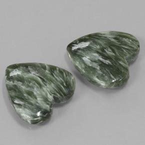 Serafinite naturale verde da 14,61 ct, a forma di cuore, opaco
