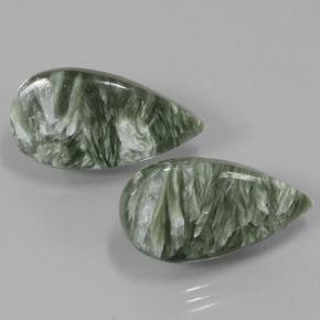 Serafinite naturale verde da 11,29 ct, taglio a pera, opaco