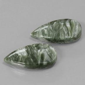 Serafinite naturale verde da 11,29 ct, taglio a pera, opaco