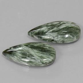 Serafinite naturale verde da 21,34 ct, taglio a pera, opaco