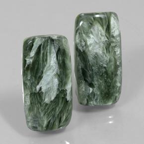 Serafinite naturale verde da 18,35 ct, taglio a cuscino, opaco