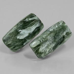 Serafinite naturale verde da 18,35 ct, taglio a cuscino, opaco