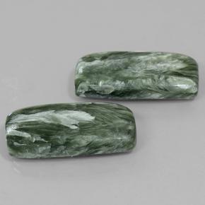 Serafinite naturale verde da 18,35 ct, taglio a cuscino, opaco