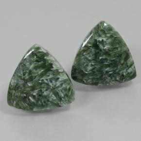 Gemme di Serafinito Verde terroso naturale da 16.71 ct, Taglio trillion, Opaco