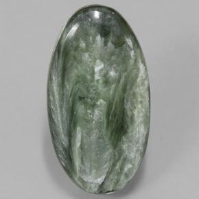 Serafinite naturale verde da 5,50 ct, taglio ovale, opaco